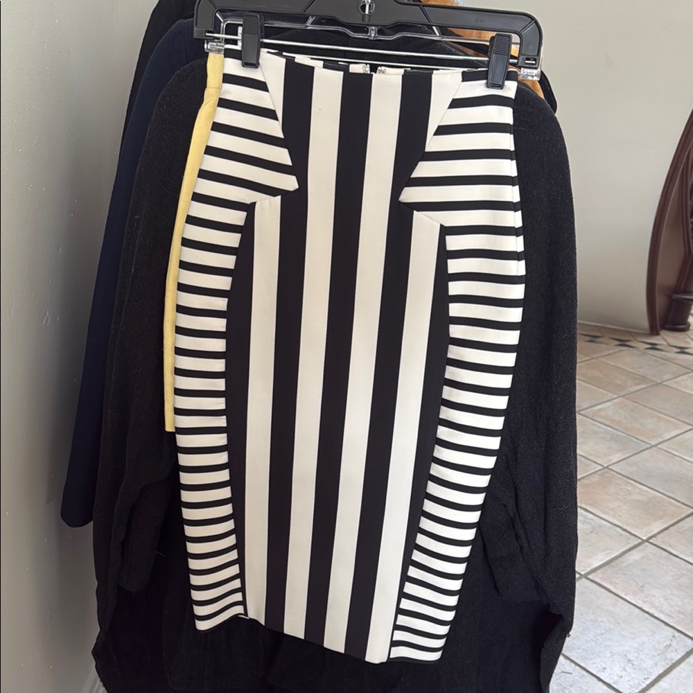 Black and White Striped Women's Skirt
